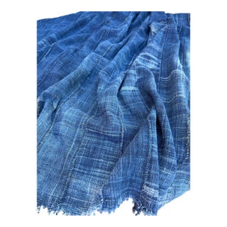Vintage African Indigo Denim Mossi Mudcloth 65” L X 40” W Textile | No. 152 For Sale