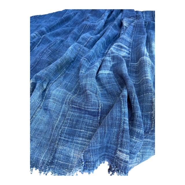 Vintage African Indigo Denim Mossi Mudcloth 65” L X 40” W Textile | No. 152 For Sale