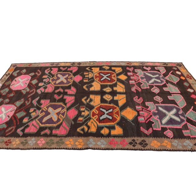 Mid 20th Century Vintage Turkish Kars Kilim Rug For Sale - Image 4 of 7