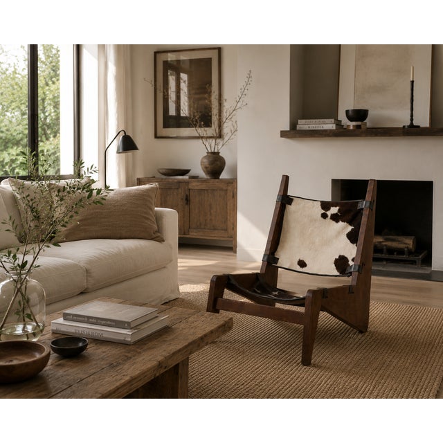 2020s Sculptural Cowhide & Solid Wood Lounge Chair by Osso Furniture Studio Style For Sale - Image 5 of 5