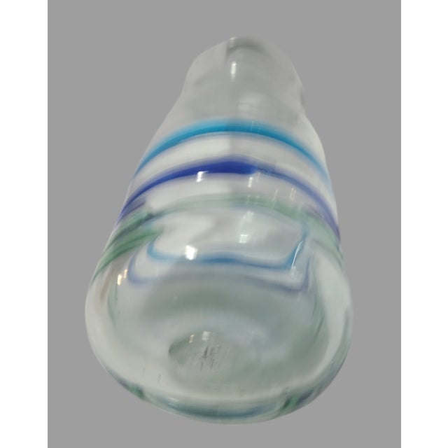 Vintage Hand-Blown Art Glass Ribbed Carafe Bottle Vase For Sale - Image 4 of 5