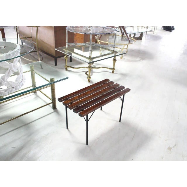 Traditional Small Slat Rosewood Bench For Sale - Image 3 of 8