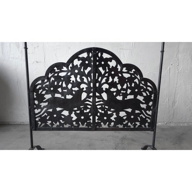 1970s 1970s Spanish Style Wrought Iron Fireplace Screen For Sale - Image 5 of 10