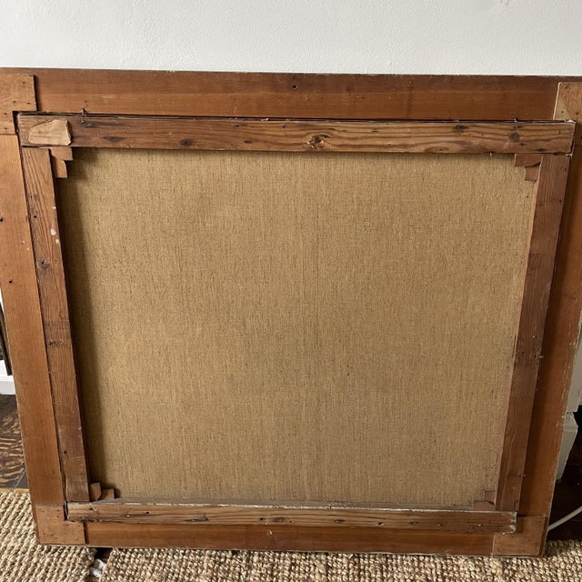 Large oil on canvas "farm view", charming and naive, it exudes a lot of cheerfulness and freshness.