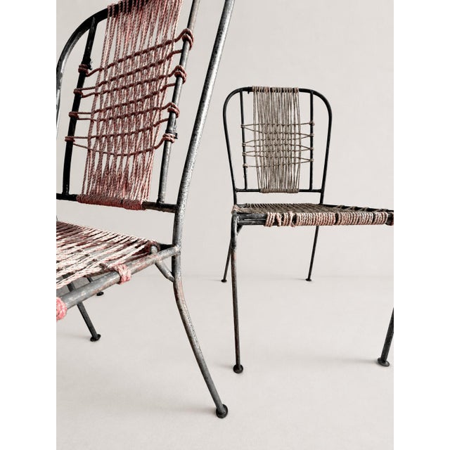 Mid-Century French Wrought Iron and Woven Cord Patio Chairs, 1950s, Set of 4 For Sale - Image 15 of 17