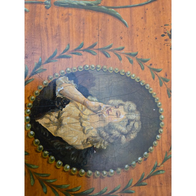 Early 20th Century Early 20th Century Edwardian Sheraton Revival Hand Painted Rolling Table For Sale - Image 5 of 9