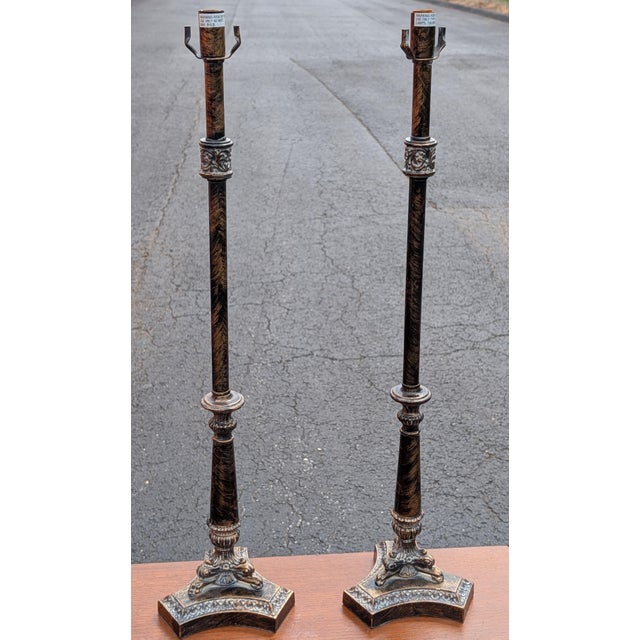 Baroque Vintage Late 20th Century Baroque Style Resin Table Lamps - A Pair For Sale - Image 3 of 9