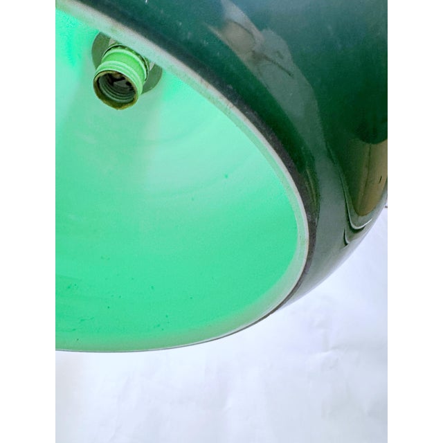 Vintage French Green Glass Pendant Light For Sale - Image 4 of 6