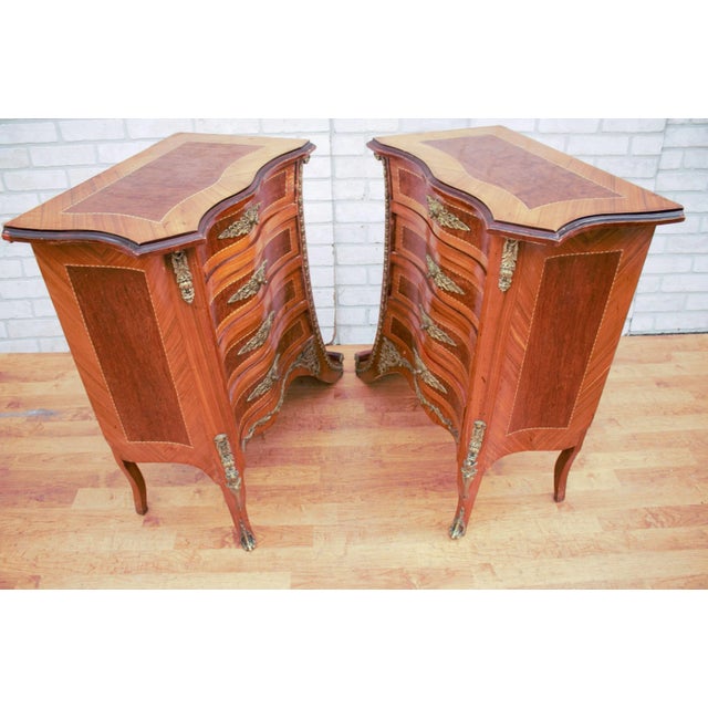 Vintage French Renaissance Revival Style Flared Legs Side Tables - Pair For Sale In Chicago - Image 6 of 13
