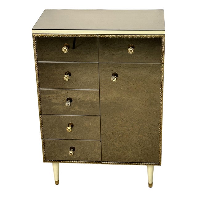 Vintage Italian Mirror Glass Chest of Drawers, 1960s For Sale