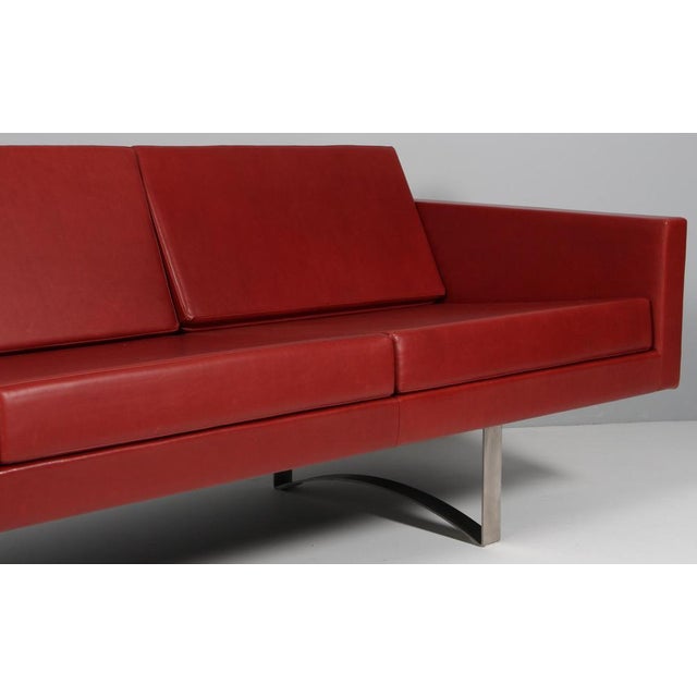 1960s Model 57 Sofa in Black Leather and Steel attributed to Bodil Kjær, 1960s For Sale - Image 5 of 9