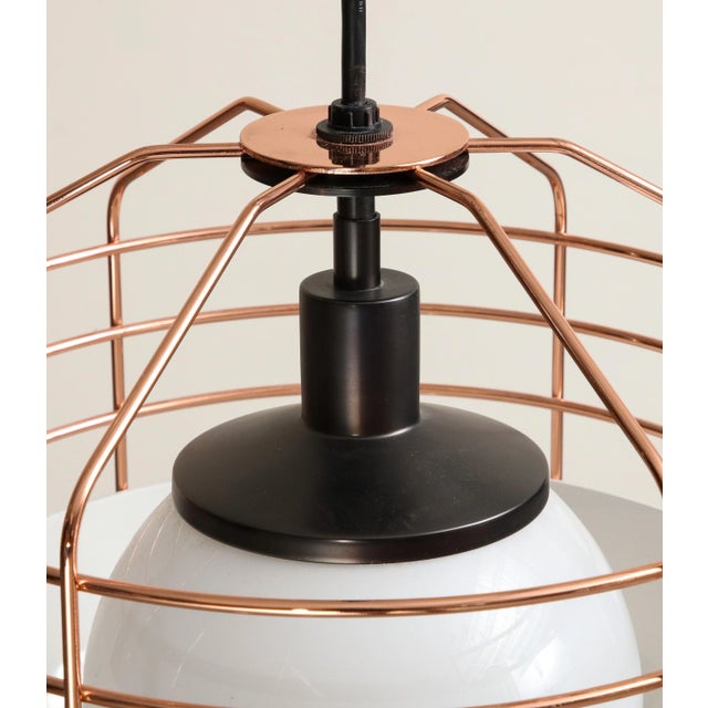 Industrial Style White and Copper-Plated Pendant Light by Roll & Hill For Sale - Image 11 of 13