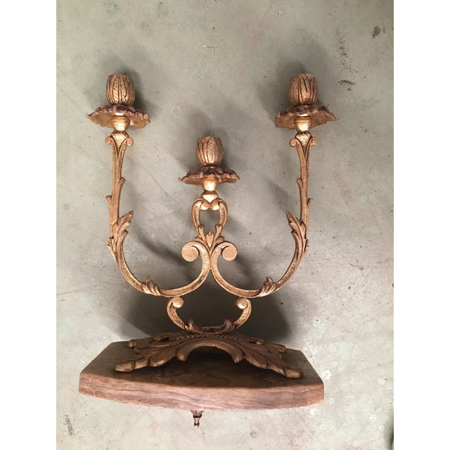 Mid 20th Century Pair of French Louis XVI Style '19th Century' Three Scroll Arm Candelabras For Sale - Image 5 of 18