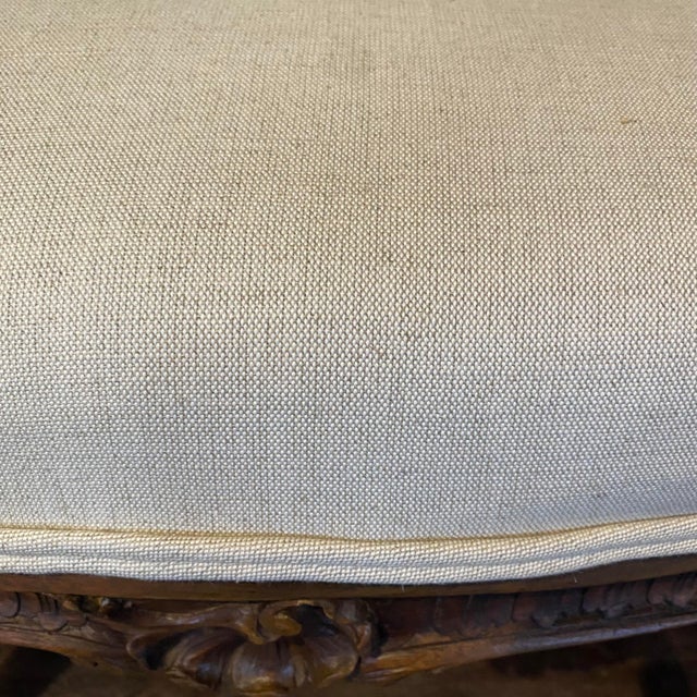 Wood 19th Century French Louis XV Carved Walnut Accent Bench, Vanity Seat or Ottoman For Sale - Image 7 of 7