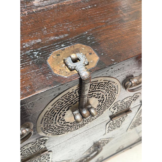 Korean Bandaji Brass Mounted Storage Chest, Vintage For Sale - Image 10 of 14