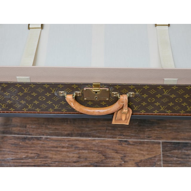 French Louis Vuitton Vintage Trunk Made into Coffee Table on Custom Base For Sale - Image 3 of 12