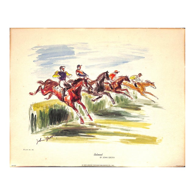 Belmont Steeplechase 1953 by John Groth Reproduction Print For Sale