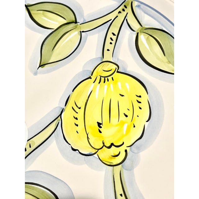 Ceramic Handpainted Italian Lemon Dinner Plates Blue White Citrus Dining - Set of 12 For Sale - Image 7 of 13