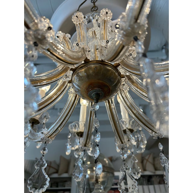 Vintage Crystal Chandelier With Gold Accents, 10-Light For Sale In Los Angeles - Image 6 of 12