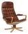 Swedish Mona Roto Swivel Chair in Beech and Cognac Colored Leather from Sam Larsson, 1970s For Sale