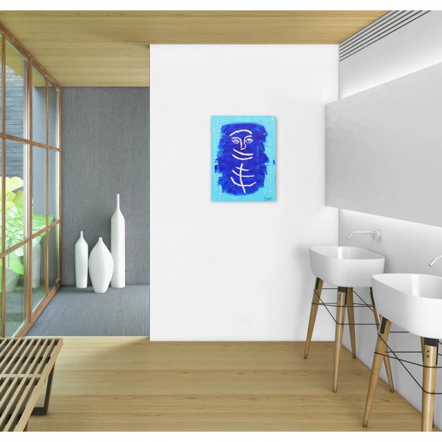 Blue "Welcoming II" Contemporary Street Art Inspired Mixed-Media Painting by Soren Grau For Sale - Image 8 of 9