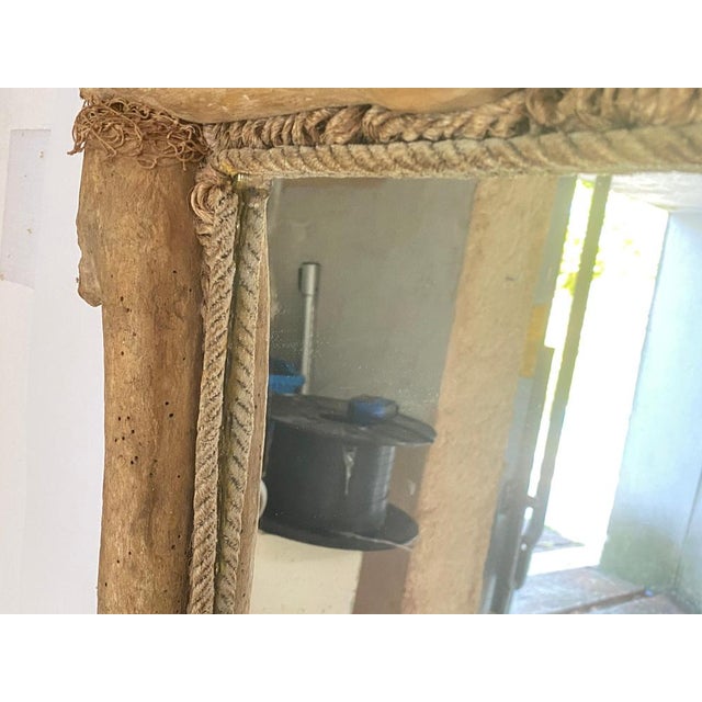 Wood Driftwood and Rope Mirror in Grey Color, France, 1970s For Sale - Image 7 of 15