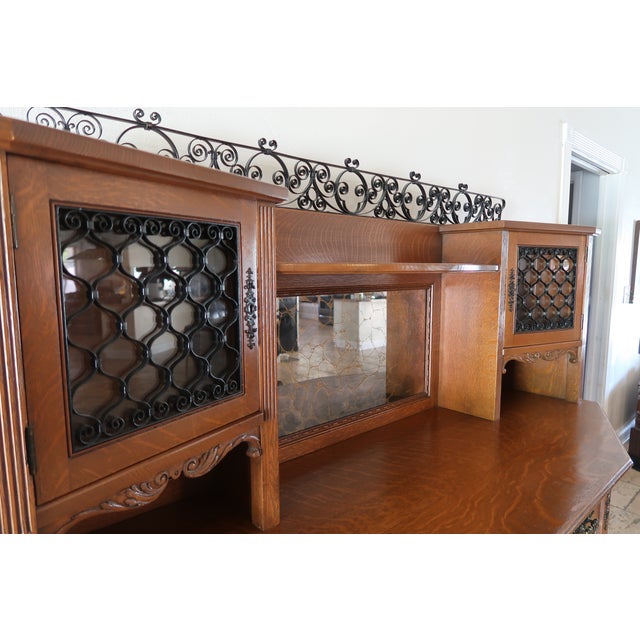 Wood Late 19th Century Solid Oak Wood Buffet Hutch For Sale - Image 7 of 7