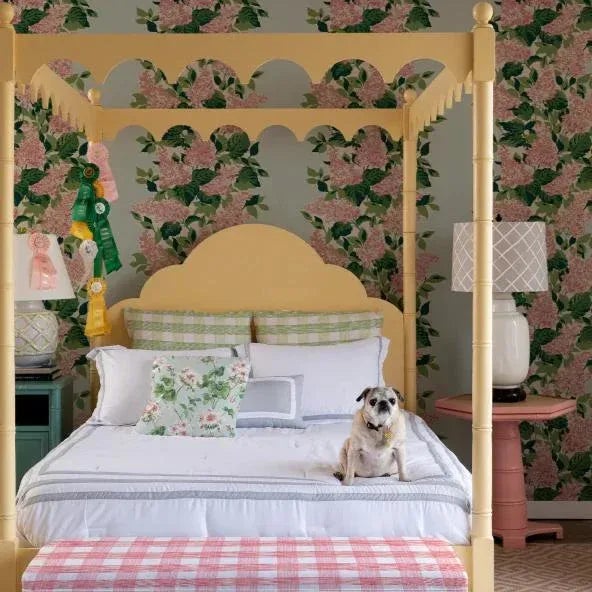 A sample of Bar Harbor Rose Pink Wallpaper Care Instructions: Wipe with damp cloth.