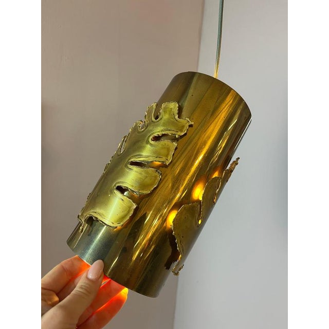 Metal Pendant Light with Brass Leaves by Svend Aage Holm Sørensen For Sale - Image 7 of 11