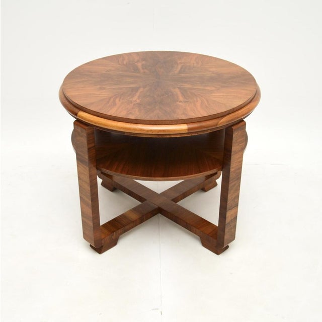 Large Art Deco Coffee Table in Figured Walnut, 1930s For Sale - Image 9 of 9