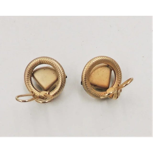 1950s Vintage 1950s Signed Napier Faux-Emerald Clip Earrings - 2 Pieces For Sale - Image 5 of 9