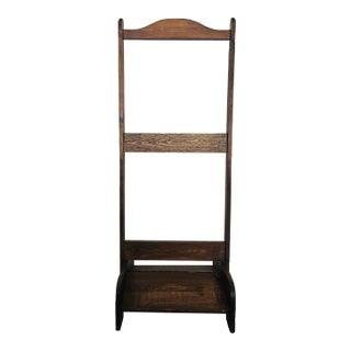 Late 19th Century Teak Brutalist Americana Standing Clothes Suit Rack For Sale