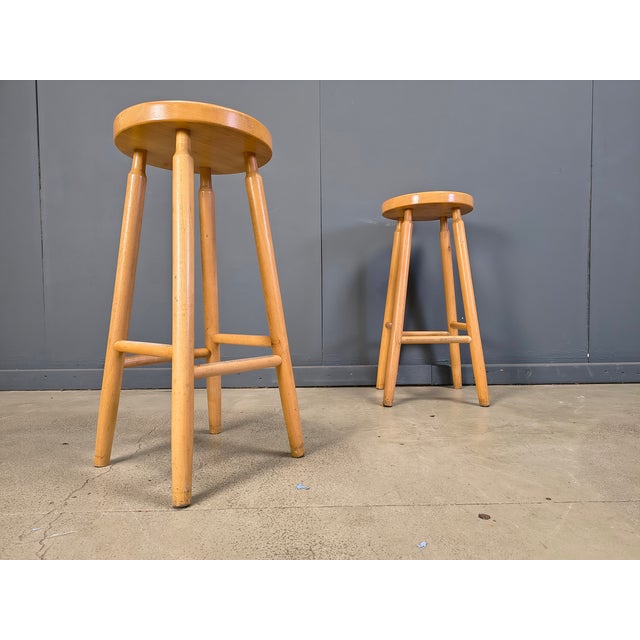 1970s Alpine Chalet Stools in Wood, 1970s, Set of 11 For Sale - Image 5 of 13
