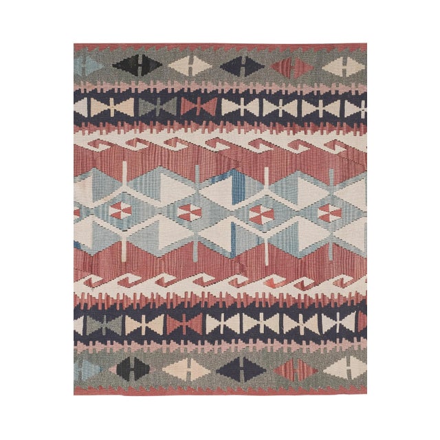 Colorful Turkish Kilim Rug For Sale In Philadelphia - Image 6 of 13
