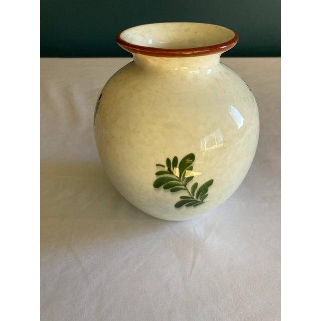 Schramberg Majolica 1940's Hand Painted Peasant Vase For Sale - Image 4 of 6