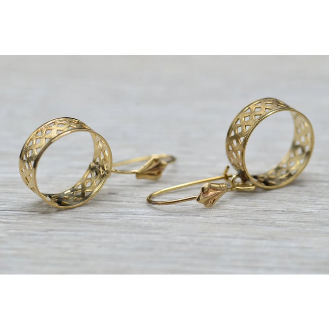 The Shandons: Ladies Delicate 14K Gold Dangler Earrings, 2 Pieces For Sale - Image 4 of 8