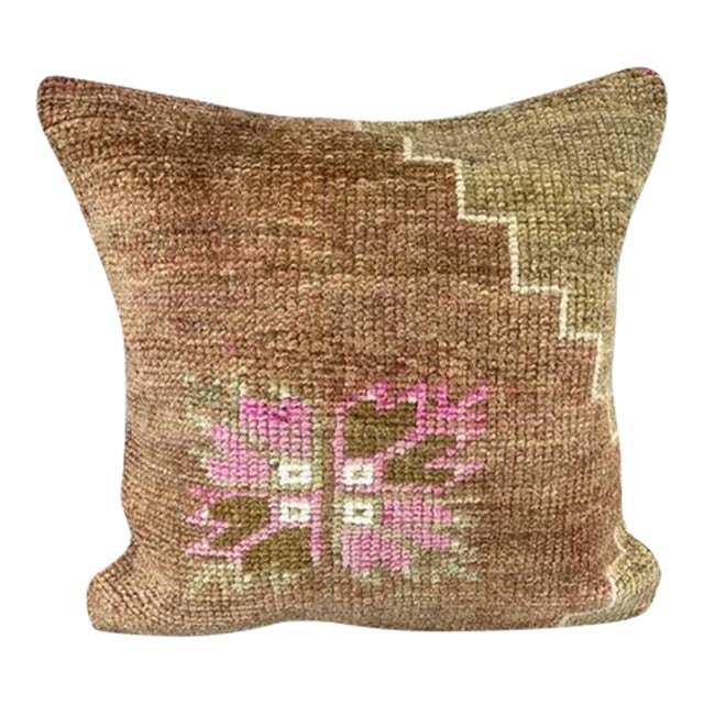 20 x 20 Rug Pillow Velvet Embrace Turkish Pillow Cushion Cover For Sale