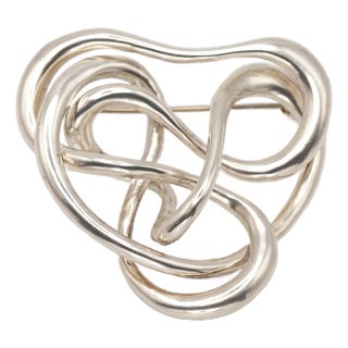 1980s Vintage Angela Cummings Abstract Sterling Swirl Pin Brooch For Sale