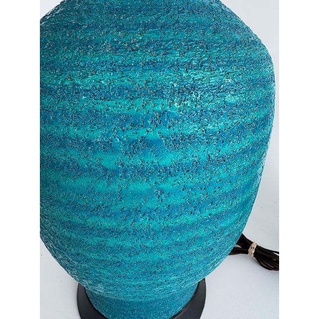 Mid 20th Century Mid 20th Century Mid-Century Modern Textured Glazed Pottery Table Lamps, Pair, Bitossi Style For Sale - Image 5 of 7