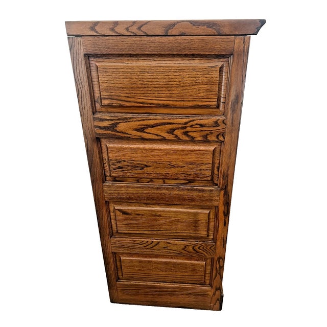 Vintage Tiger Oak File Cabinet Four Locking Drawers, Paneled Sides Legal Size For Sale In Palm Springs - Image 6 of 12