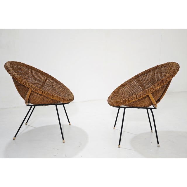 Mid-Century Modern Wicker Armchairs by Design Italia, 1950s, Set of 2 For Sale - Image 10 of 18