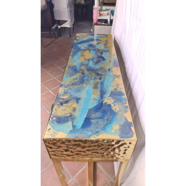 Contemporary Vanity Console Table with Hand-Painted Glass from Justfurnituress SRL For Sale - Image 3 of 18