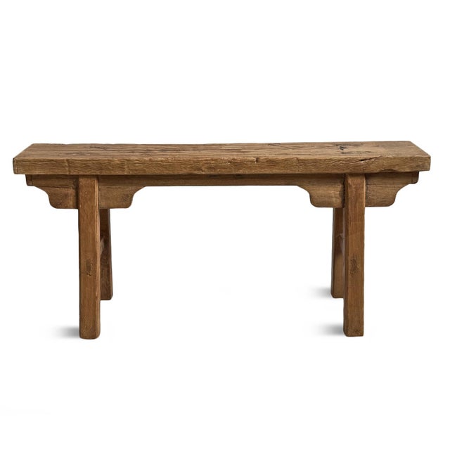 Mid 20th Century Vintage Elm Village Bench For Sale - Image 5 of 7