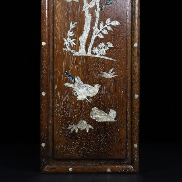 Late 20th Century Wooden Sliding Lid Box With Mother-of-Pearl Bird and Floral Inlay For Sale - Image 9 of 10
