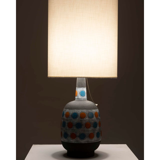 Textile European Polychrome Ceramic Table Lamp, 1960s For Sale - Image 7 of 11