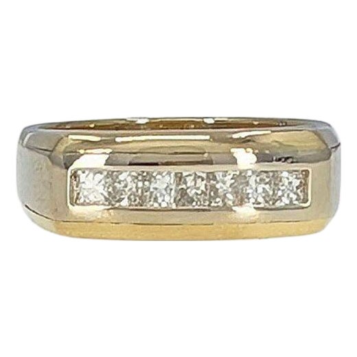 Gents Two Tone Gold Diamond Wedding Band, Size 9.5 For Sale