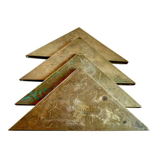 Bronze Dragon Desk Blotter Corners Antique Style Chairish