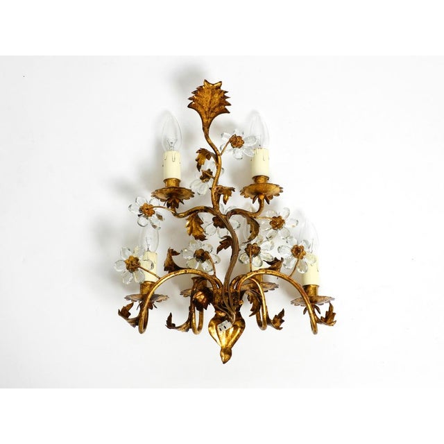 Large Italian Gold Plated Wall Lamp with Six Sockets from Banci Firenze, 1950s For Sale - Image 9 of 18