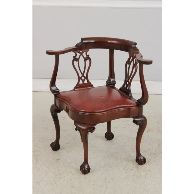 Chippendale Southwood Ball & Claw Mahogany Corner Chair For Sale - Image 3 of 17