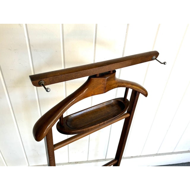 Mid-Century Modern 1940s Wood Valet Stand on Casters For Sale - Image 3 of 4
